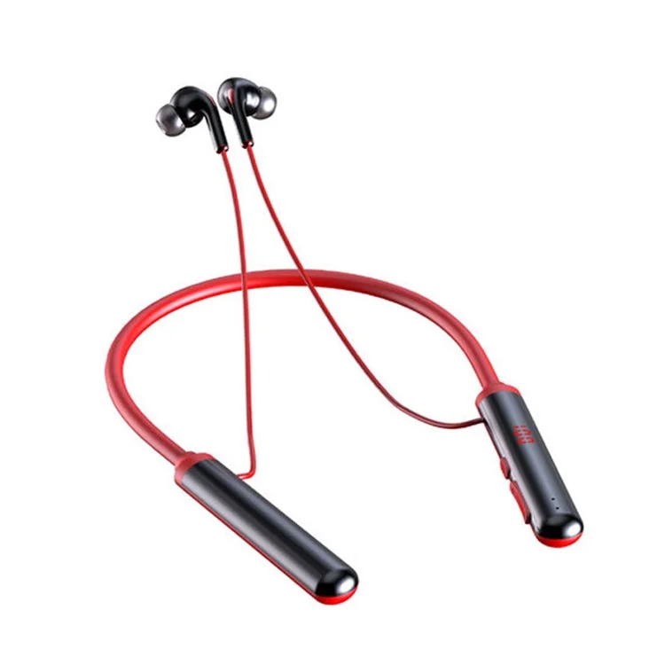 960 Bluetooth 5.0 Auriculares Auriculares Deportes Cuello Auriculares Bass Estéreo LED LED Pantalla Cancelación Auricular Auricular TF Tarjeta - Rojo