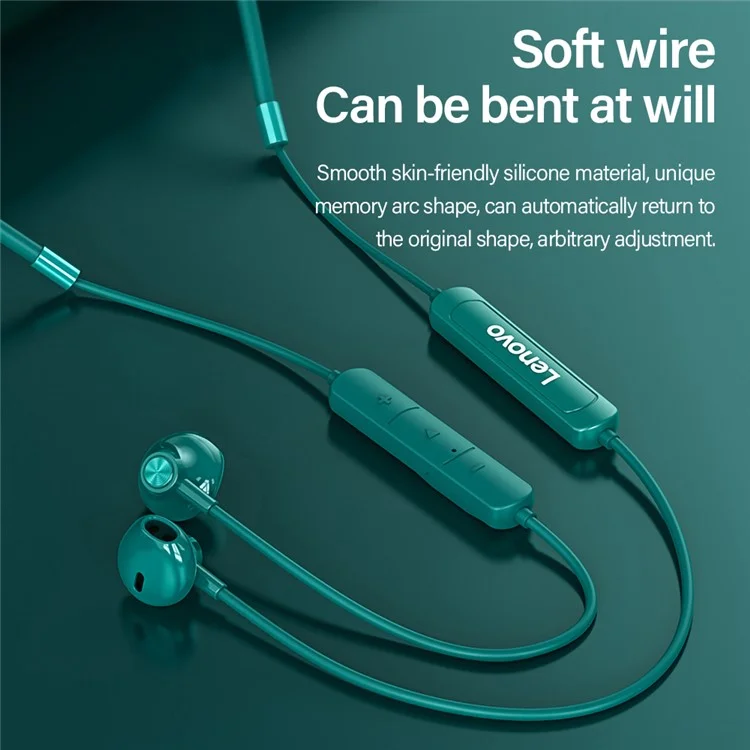 Lenovo SH1 Bluetooth 5.0 Wireless Neckband Headphones IPX8 Waterproof Magnetic Earphones with Noise Reduction Mic - Black