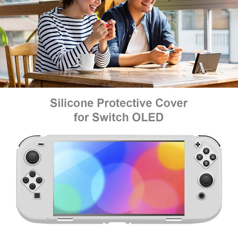 KJH NS-067 Non-slip Silicone Protective Case Anti-scratch Shell for Nintendo Switch OLED - White