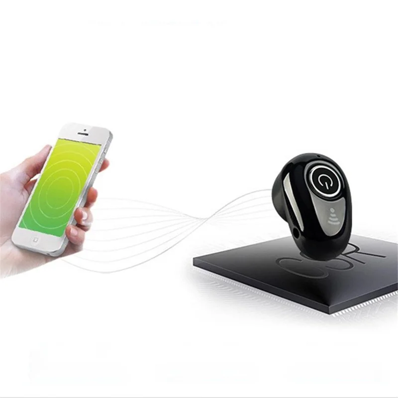 S650 Mini Invisible Single Ear Wireless Headphone Noise Canceling Bluetooth-compatible Stereo Earphone with Mic - White