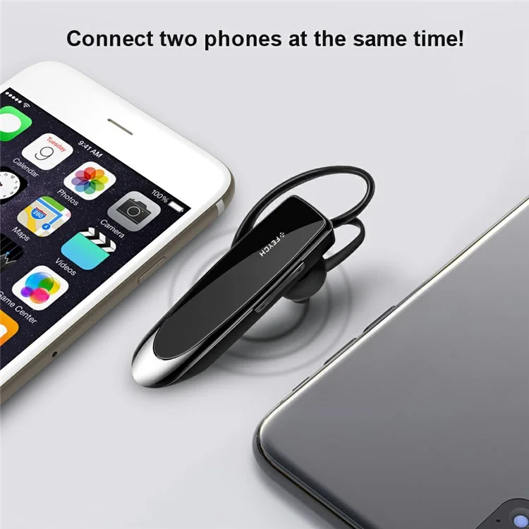 FEYCH Business Single Ear Bluetooth-compatible 5.0 Earphone CVC Noise Reduction Wireless Headphone - White