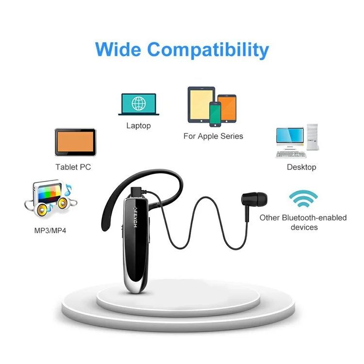 FEYCH Business Single Ear Bluetooth-compatible 5.0 Earphone CVC Noise Reduction Wireless Headphone - White