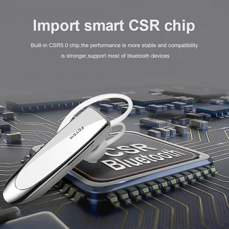 FEYCH Business Single Ear Bluetooth-compatible 5.0 Earphone CVC Noise Reduction Wireless Headphone - Gold