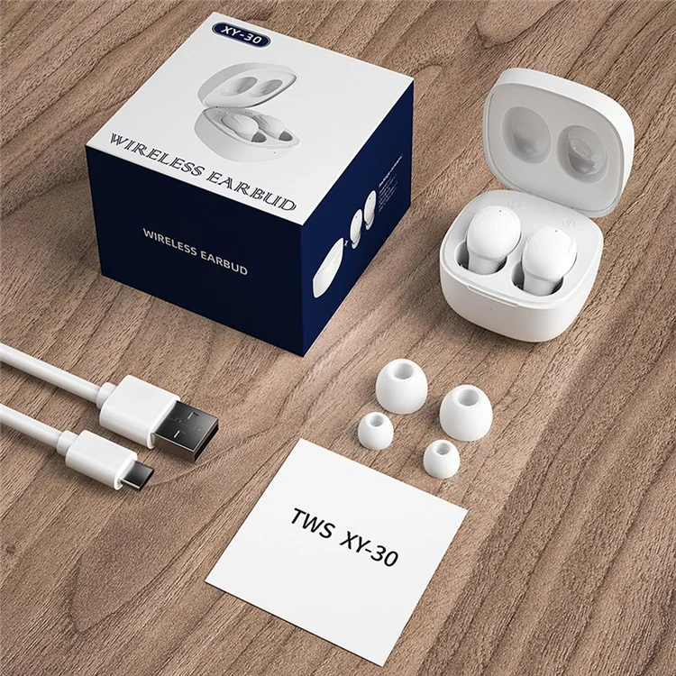 XY-30TWS Wireless Bluetooth-compatible 5.0 Earphone In-ear Sports Stereo Music Calling Headset Earbuds with Mic - White