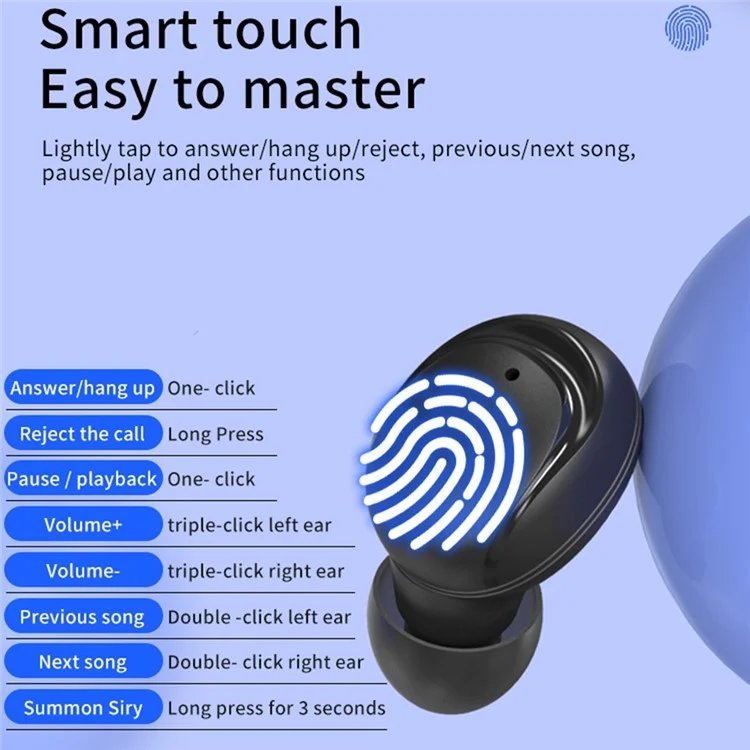 XY-30TWS Wireless Bluetooth-compatible 5.0 Earphone In-ear Sports Stereo Music Calling Headset Earbuds with Mic - White