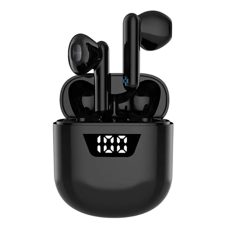 P66 TWS Bluetooth-compatible Wireless Earphones Earbuds Waterproof Sports Stereo Music Calling Headset with Digital Display Charging Case - Black