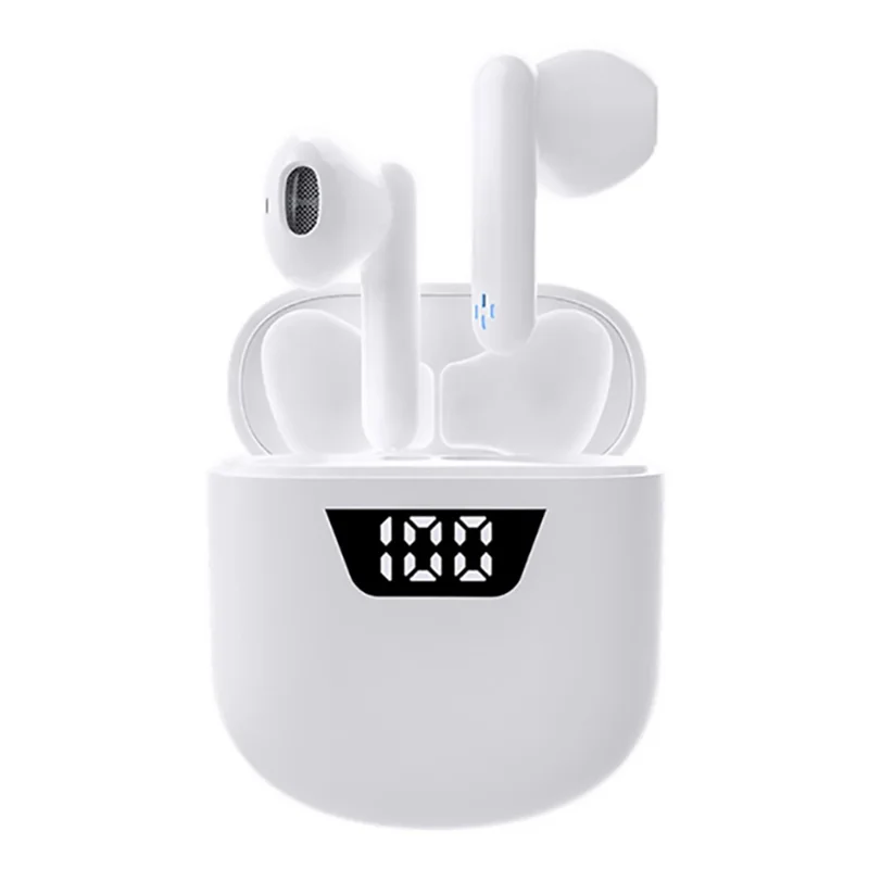 P66 TWS Bluetooth-compatible Wireless Earphones Earbuds Waterproof Sports Stereo Music Calling Headset with Digital Display Charging Case - White