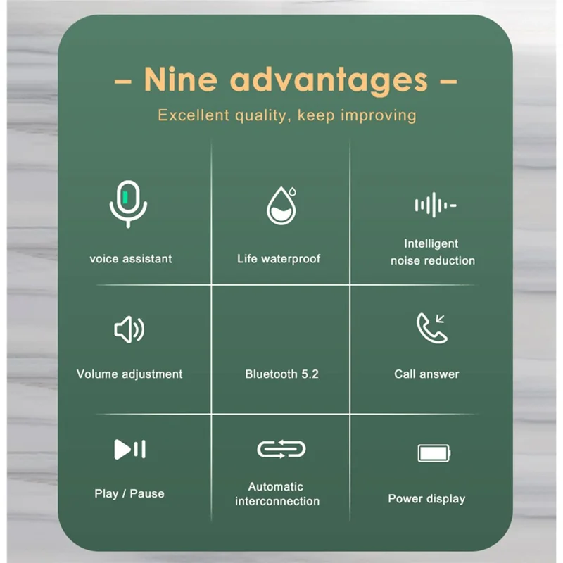 P66 TWS Bluetooth-compatible Wireless Earphones Earbuds Waterproof Sports Stereo Music Calling Headset with Digital Display Charging Case - White