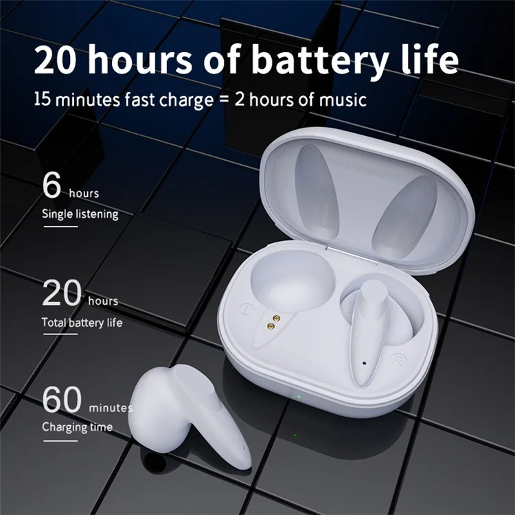 P18 TWS Mini Mini Wiress Wiress Bluetoot Earphone Annupe Annullage Musique Stérée Callage Sports Casset In-oeur - Blanche