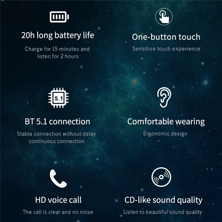 P18 TWS Mini Wireless Bluetooth-compatible Earphone Noise Cancelling Stereo Music Calling Sports In-ear Headset - Black