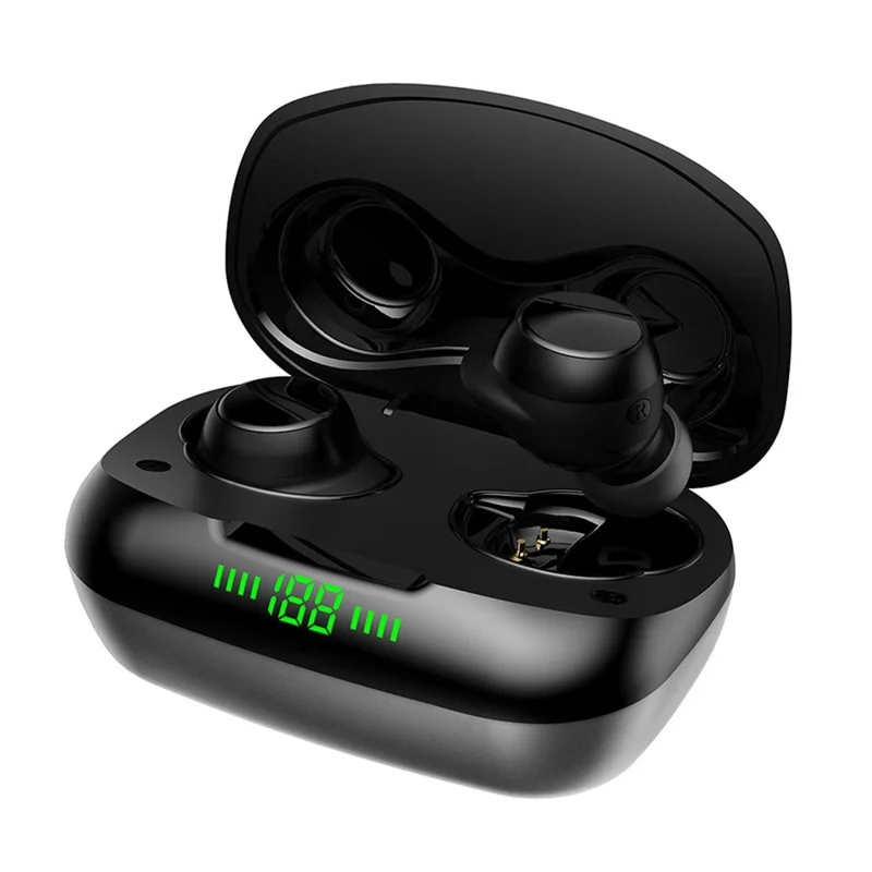 TWS-24 Wireless Bluetooth-compatible Earbuds Touch Control In-ear Earphone with LED Battery Display - Grey