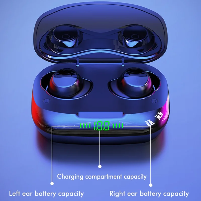 TWS-24 Wireless Bluetooth-compatible Earbuds Touch Control In-ear Earphone with LED Battery Display - Grey