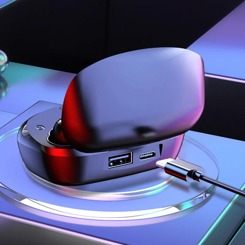 TWS-24 Wireless Bluetooth-compatible Earbuds Touch Control In-ear Earphone with LED Battery Display - White