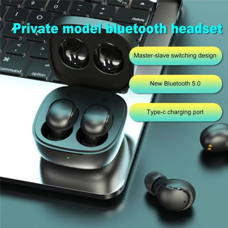 XY-30 TWS Wireless Bluetooth-compatible 5.0 Sports Earphone Earbuds Waterproof Touch Music Calling Headset - Black