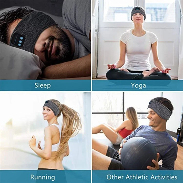 Bluetooth-compatible Headband Wireless Music Call Headset Hair Band for Sleeping Fitness Jogging Yoga - Grey