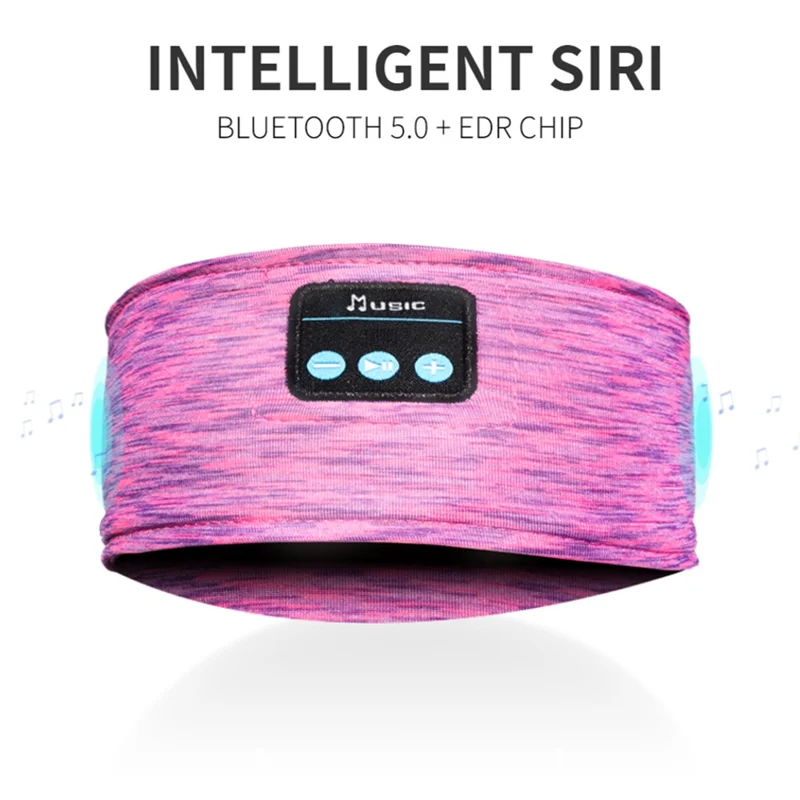 Bluetooth-compatible Headband Wireless Music Call Headset Hair Band for Sleeping Fitness Jogging Yoga - Pink