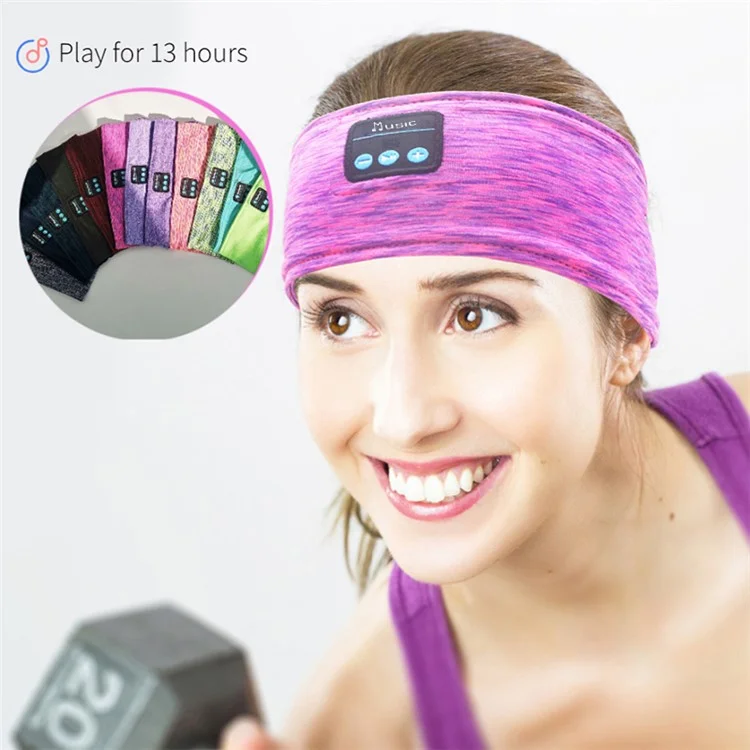 Bluetooth-compatible Headband Wireless Music Call Headset Hair Band for Sleeping Fitness Jogging Yoga - Blue