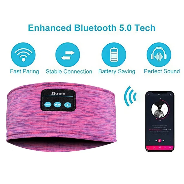 Bluetooth-compatible Headband Wireless Music Call Headset Hair Band for Sleeping Fitness Jogging Yoga - Blue