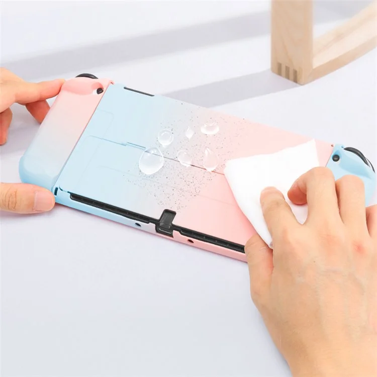 Custodia antifurto docking Copertura protettiva ergonomica Comfort PC Grip Case Set per Nintendo Switch OLED Console - Viola/Verde