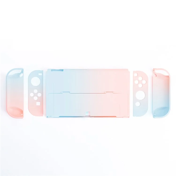 Custodia antifurto docking Copertura protettiva ergonomica Comfort PC Grip Case Set per Nintendo Switch OLED Console - Viola/Verde