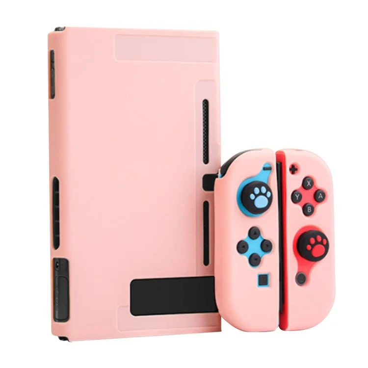 Устойчивый к царапинам набор чехлов для стыковки для Nintendo Switch Console Soft Silicone Joystick Protective Cover - Pink