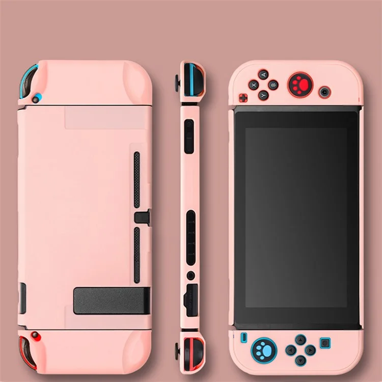 Scratch Resistant Dockable Case Set for Nintendo Switch Console Soft Silicone Joystick Protective Cover - Pink