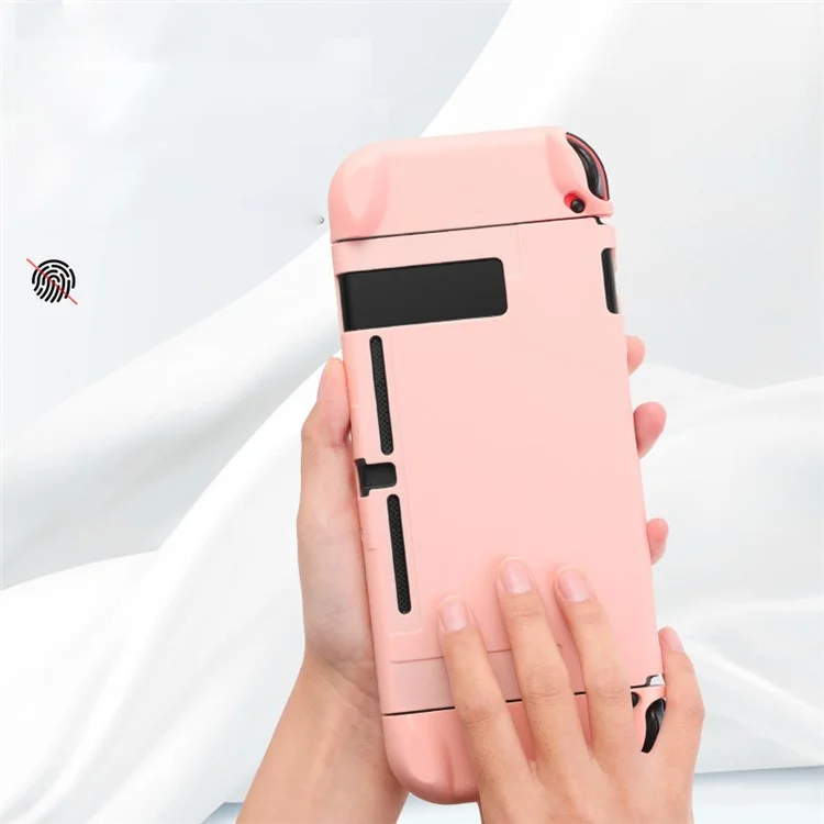 Scratch Resistant Dockable Case Set for Nintendo Switch Console Soft Silicone Joystick Protective Cover - Pink