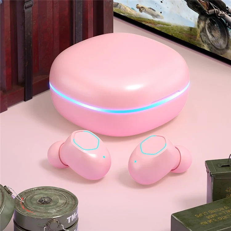 M13 Bluetooth Wireless Ohrhörer Wireless Ohrhörer LED-Anzeigebildschirm Wasserdichte Ohrhörer Headsets Mit Ladekorb Für Spiele Laufen Radfahren Gehen - Rosa