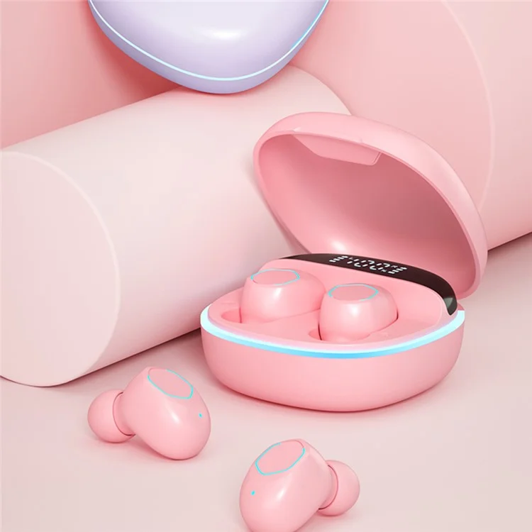 M13 Bluetooth Wireless Ohrhörer Wireless Ohrhörer LED-Anzeigebildschirm Wasserdichte Ohrhörer Headsets Mit Ladekorb Für Spiele Laufen Radfahren Gehen - Rosa