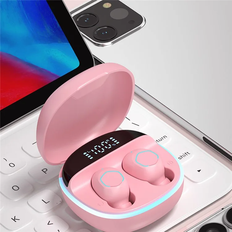 M13 Bluetooth Wireless Ohrhörer Wireless Ohrhörer LED-Anzeigebildschirm Wasserdichte Ohrhörer Headsets Mit Ladekorb Für Spiele Laufen Radfahren Gehen - Rosa