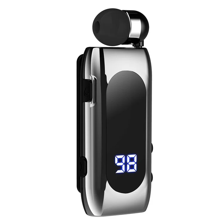 K55 Business Bluetooth Single-Ear Auricolare Auricolare Display Auricolare Clip-on Intelligent Noise Riduzione Del Rumore Clipper Per Cuffie Telescopiche - D'argento