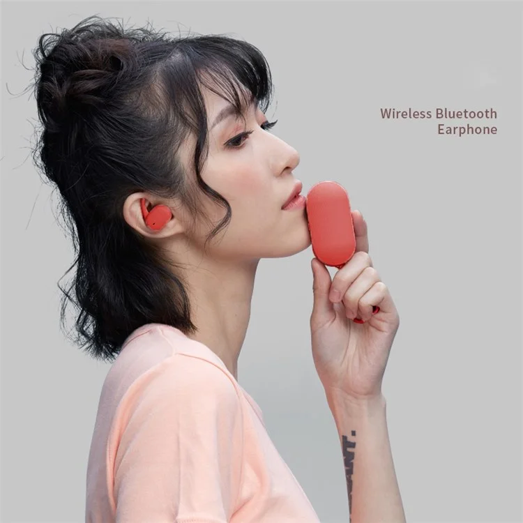 FINGERTIME Macaron TWS Wireless Bluetooth-compatible 5.0 Earphone In-ear Touch Stereo Music Calling Headset - Red