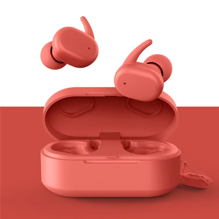FINGERTIME Macaron TWS Wireless Bluetooth-compatible 5.0 Earphone In-ear Touch Stereo Music Calling Headset - Red