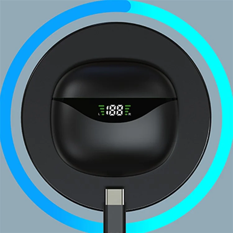 JS121 Digital Display Wireless TWS-Kopfhörer mit Touchsteuerung, Bluetooth-Ohrhörer - Schwarz
