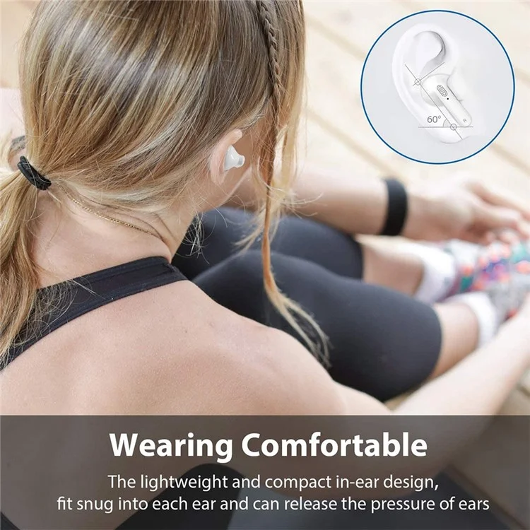 JUNSUNMAY Y113 TWS Earbuds Bluetooth-compatible 5.1 Noise Cancelling Headset In-Ear Stereo Mini Wireless Headphones Water Resistant Earphones - White
