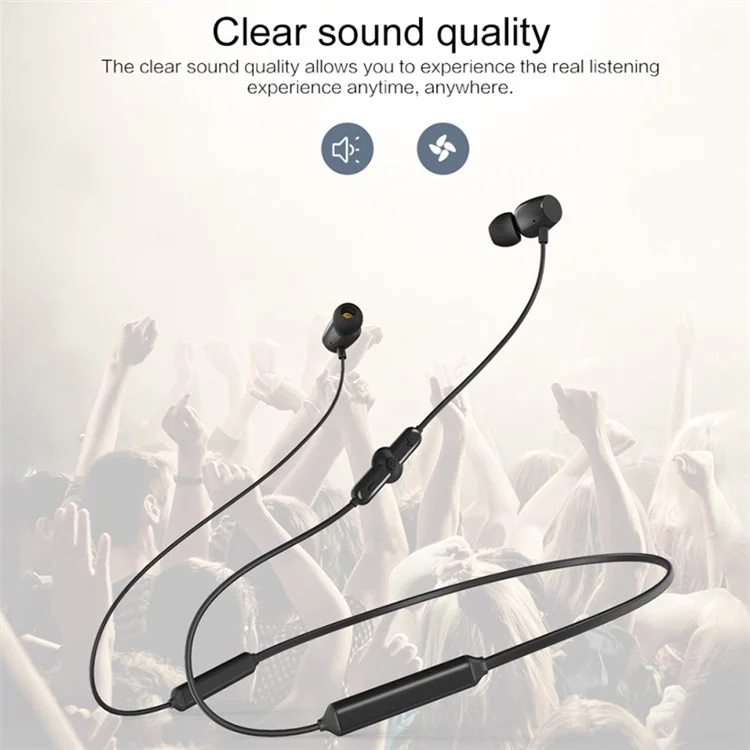 Q5 Neckband Earphone Wireless Bluetooth-compatible Waterproof Headphone Stereo Bass Sport Running Magnetic Design Headset - Red