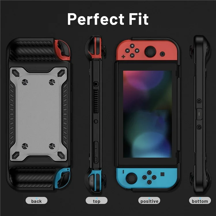 Shockproof Case Anti-Drop Cover for Nintendo Switch OLED Game Console Ergonomic Grip Protective Case (Type A) - Black