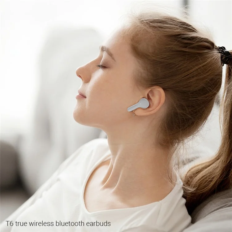 ACEFAST T6 TWS Wireless Bluetooth-compatible 5.2 Earphone Earbuds In-ear Stereo Music Calling Headset with Translucent Charging Case - Ice Blue