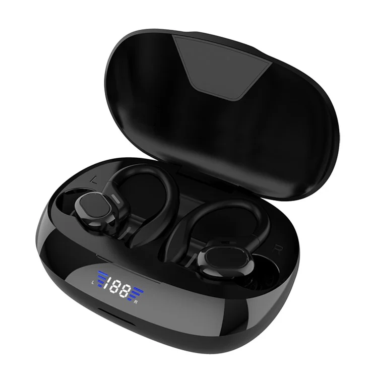 VV2S Wireless Digital Display HiFi Music Calling Ear Hook Headset Bluetooth-compatible 5.1 Earphone Power Bank Function