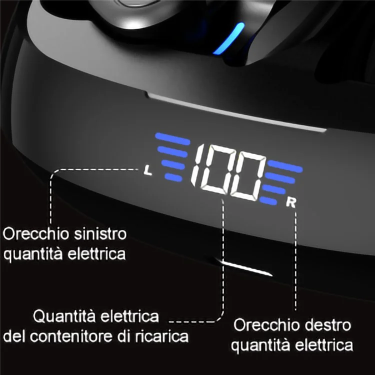VV2S Wireless Digital Display HiFi Music Calling Ear Hook Headset Bluetooth-compatible 5.1 Earphone Power Bank Function