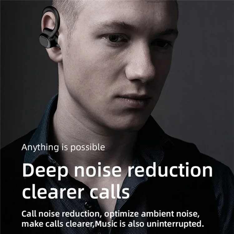 VV2S Wireless Digital Display HiFi Music Calling Ear Hook Headset Bluetooth-compatible 5.1 Earphone Power Bank Function