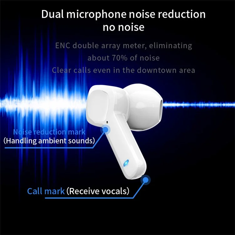 VV8 TWS Bluetooth 5.3 Wireless Earphone Stereo Sound Noise Reduction Low Delay Sports Headset with Charging Case - Schwarz