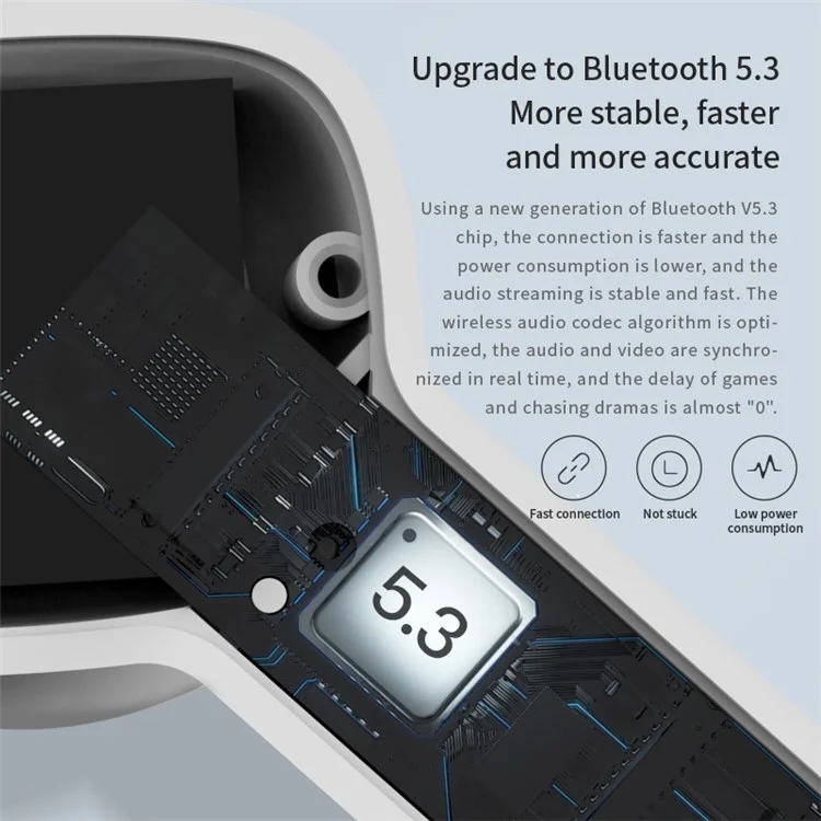 VV8 TWS Bluetooth 5.3 Wireless Earphone Stereo Sound Noise Reduction Low Delay Sports Headset with Charging Case - Schwarz