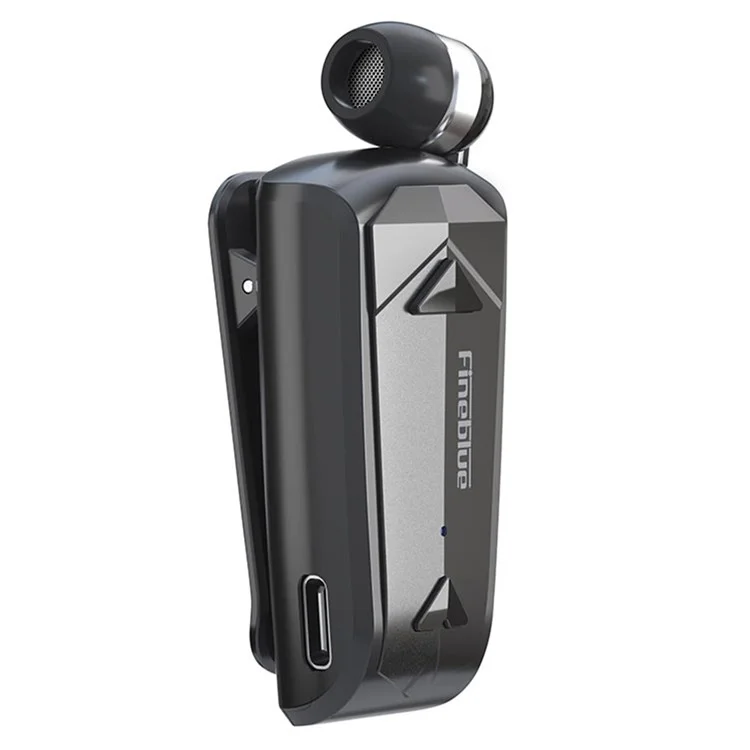 FINEBLUE F520 Lavalier Business Bluetooth Гарнитура Одна кнопка Retraction Anti-lost Воротник Зажим на HD Call Single Ear Earphone - Черный