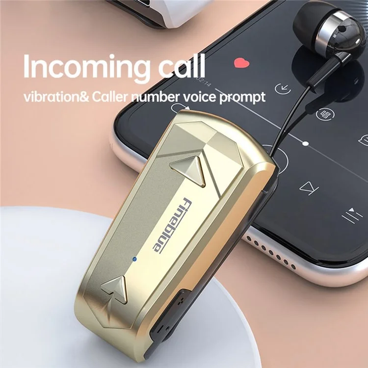 Finebleblue F520 Lavalier Business Bluetooth-headset Ein-schlüssel-rückzug Anti-lost Kragen Clip-on Hd-anruf Single Ohrhörer Ohrhörer - Weiß