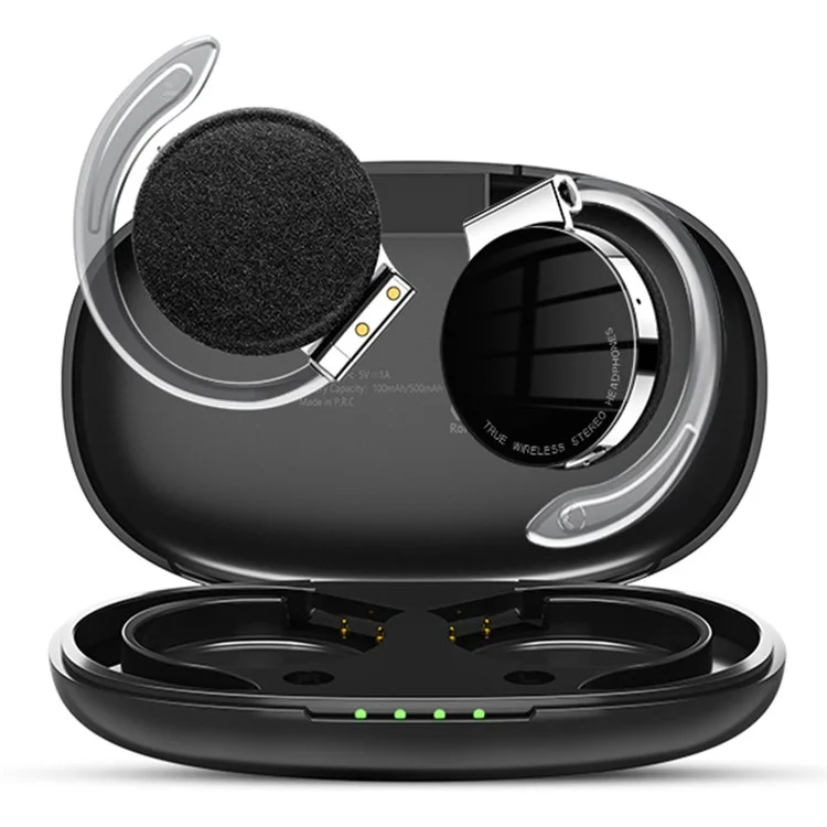 TWS-F2 Wireless Bluetooth-compatible 5.2 Wireless Earphone Stereo Sound Noise Reduction Low Delay Sports Running Headset with Charging Case - Black