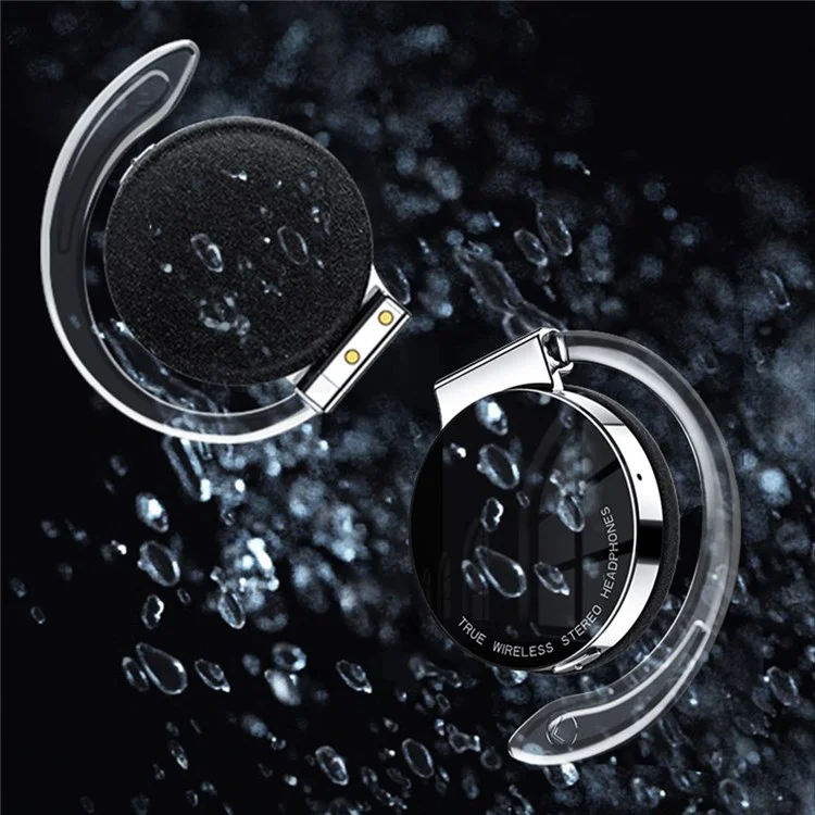 TWS-F2 Wireless Bluetooth-compatible 5.2 Wireless Earphone Stereo Sound Noise Reduction Low Delay Sports Running Headset with Charging Case - Black
