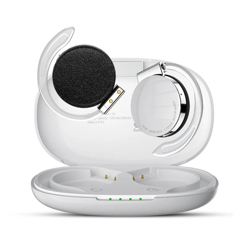 TWS-F2 Wireless Bluetooth-compatible 5.2 Wireless Earphone Stereo Sound Noise Reduction Low Delay Sports Running Headset with Charging Case - White