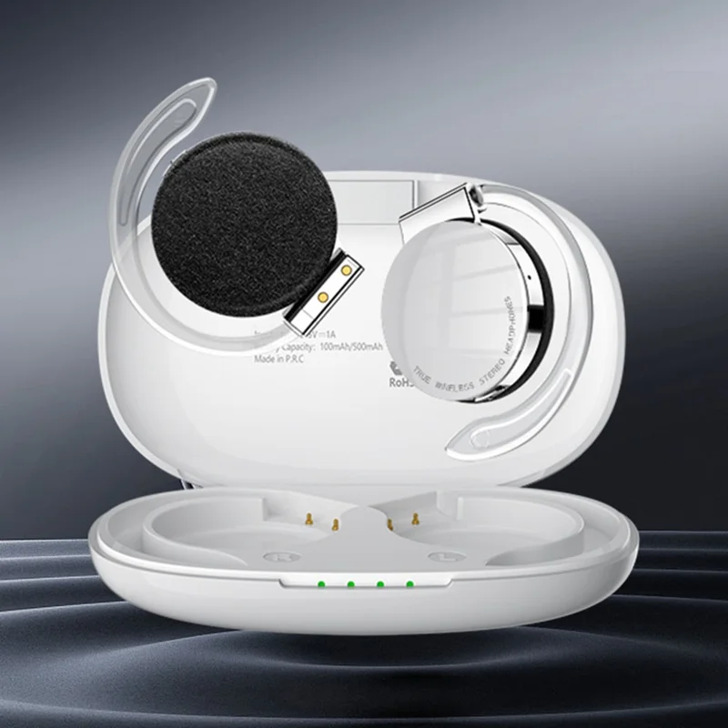 TWS-F2 Wireless Bluetooth-compatible 5.2 Wireless Earphone Stereo Sound Noise Reduction Low Delay Sports Running Headset with Charging Case - White