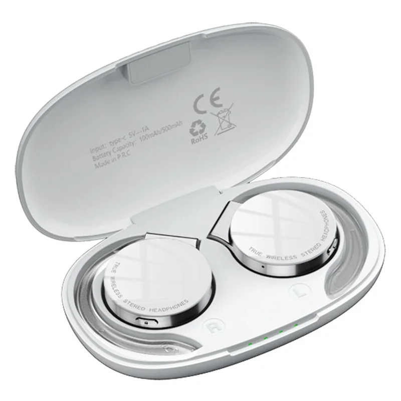 TWS-F2 Wireless Bluetooth-compatible 5.2 Wireless Earphone Stereo Sound Noise Reduction Low Delay Sports Running Headset with Charging Case - White